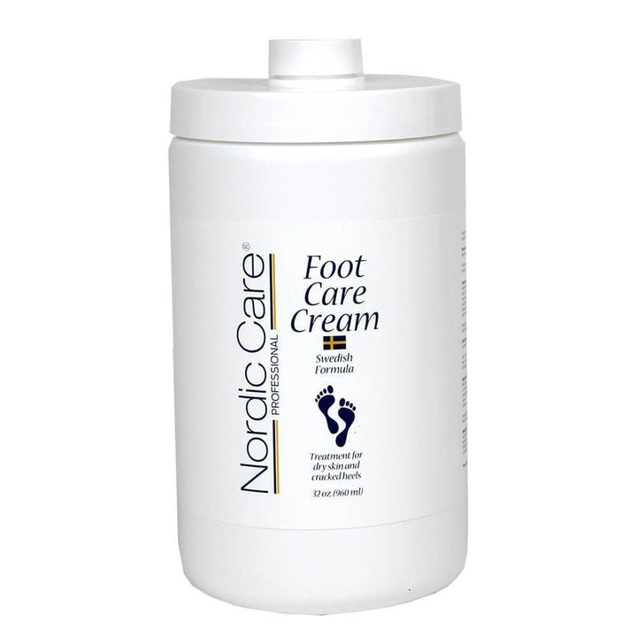 Nordic Care Foot Care Cream in a jar, designed for dry, cracked feet treatment and intensive hydration.