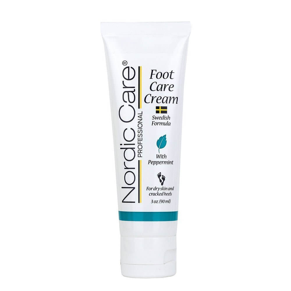 Nordic Care Foot Care Cream with Peppermint Oil tube for dry and cracked feet treatment.