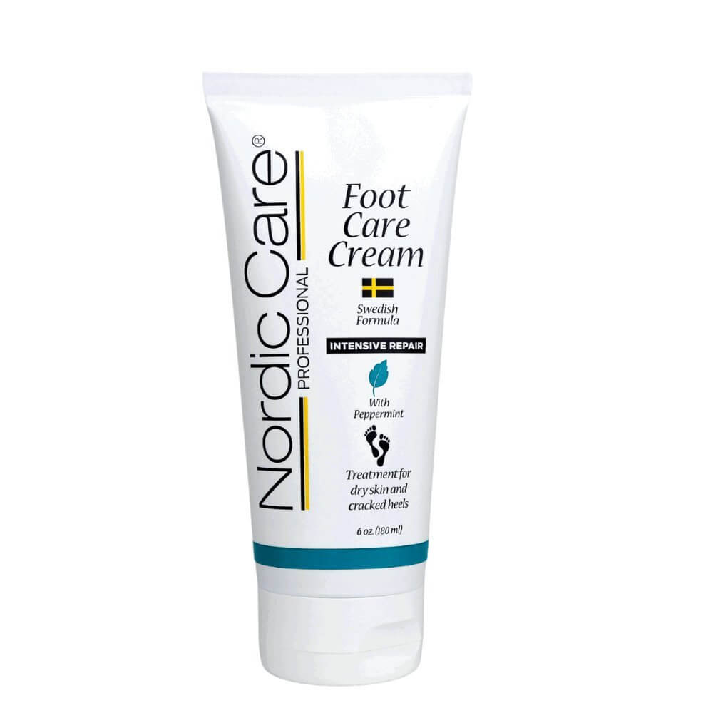 Nordic Care Foot Care Cream with Peppermint Oil tube for dry, cracked feet treatment and hydration.