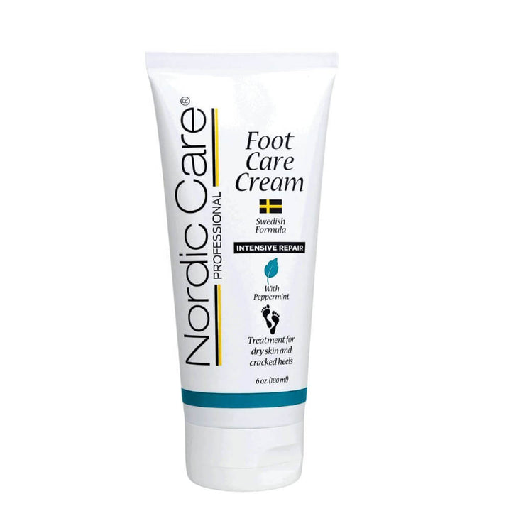 Nordic Care Foot Care Cream with Peppermint Oil tube for dry, cracked feet treatment and hydration.