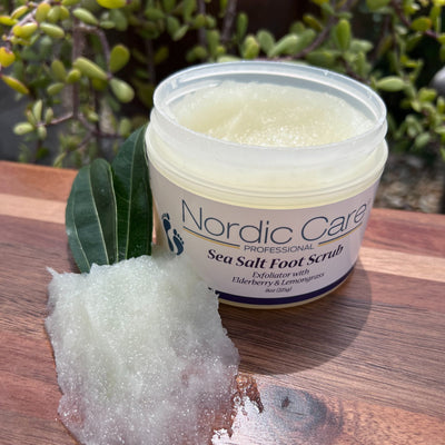 Nordic Care Sea Salt Foot Scrub with Elderberry Extract and Lemongrass Essential Oil, 8oz - Nordic Care