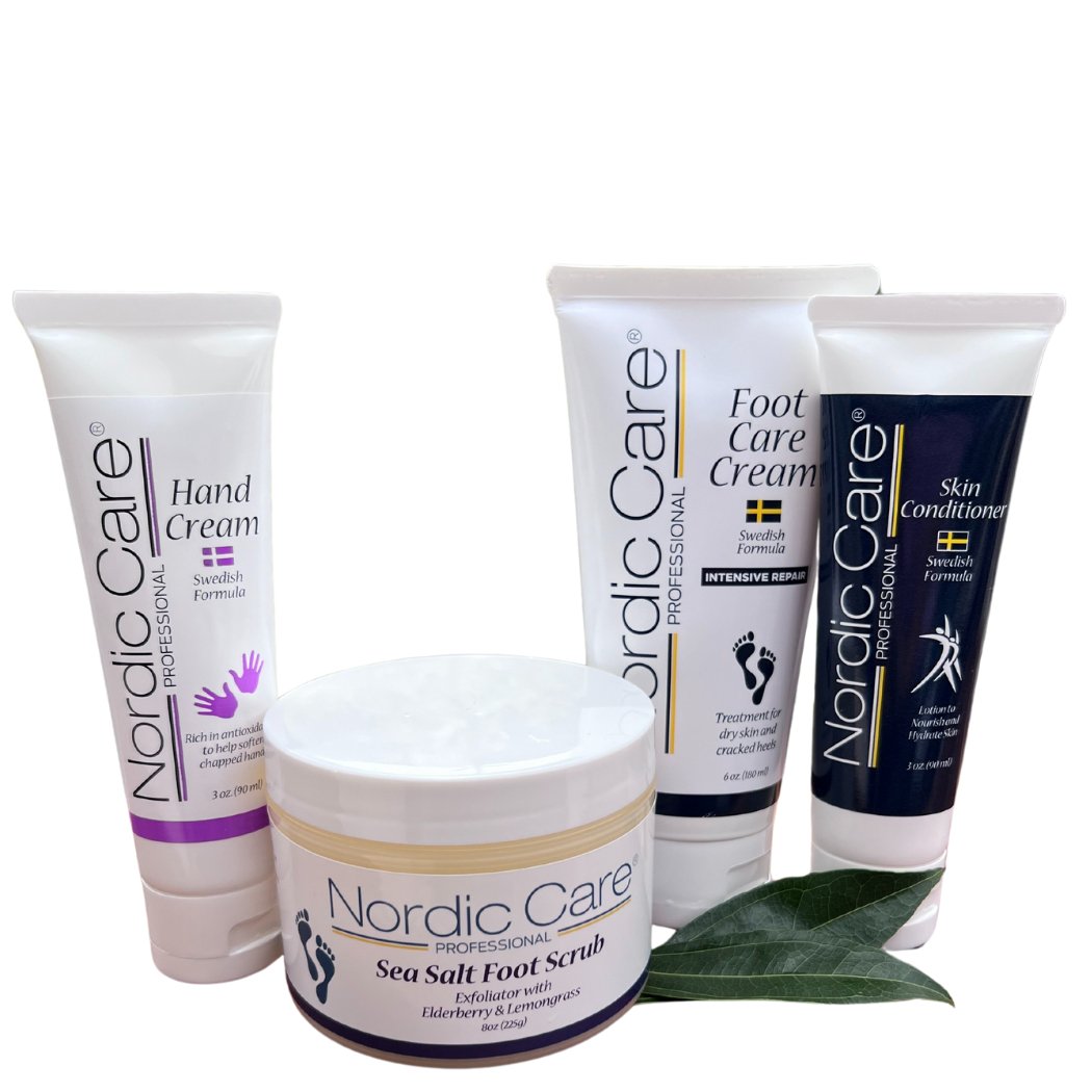 Nordic Care Spring Gift Bag, Foot Care Cream, Hand Cream, Skin Conditioner and Sea Salt Foot Scrub - Nordic Care